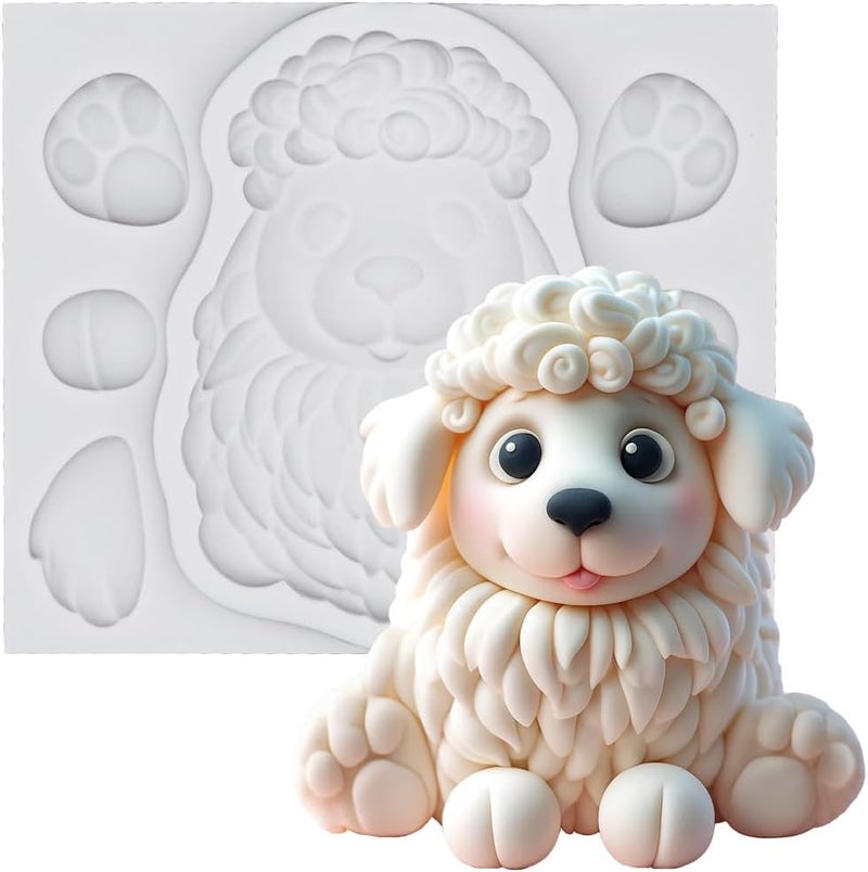 FUNSHOWCASE Fondant Mold Sheepdog Puppy Farm Animal Cake Topper 3" Tall - Image 1