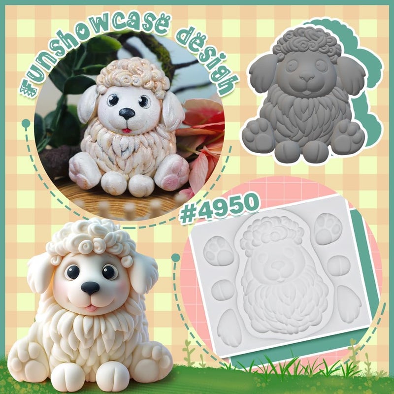 FUNSHOWCASE Fondant Mold Sheepdog Puppy Farm Animal Cake Topper 3" Tall - Image 2