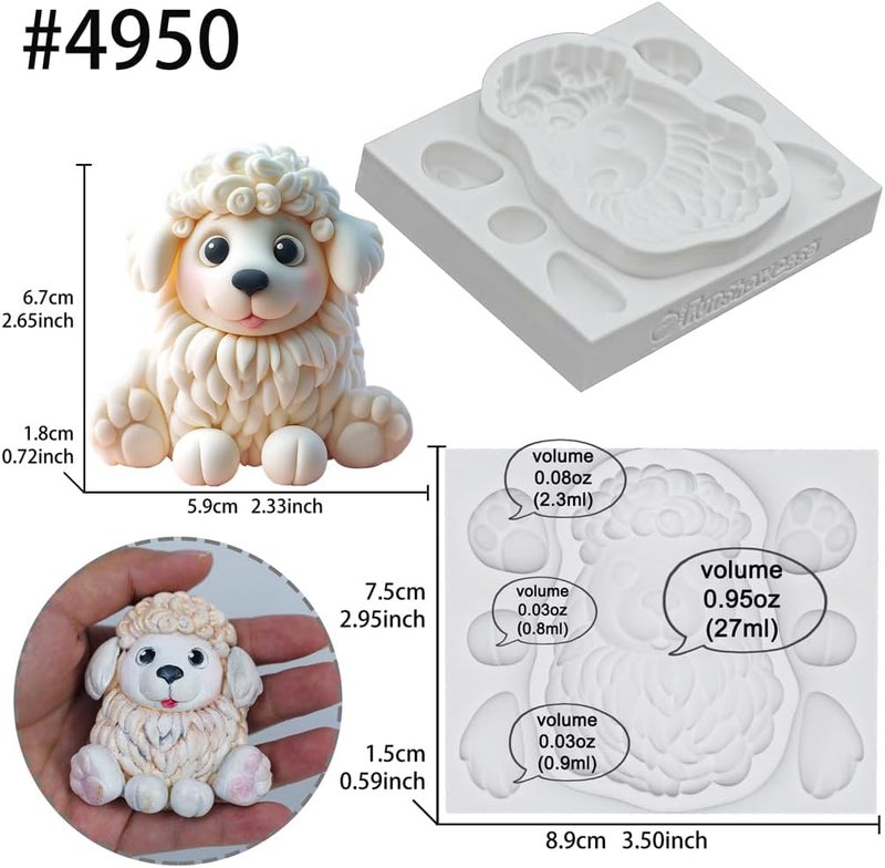 FUNSHOWCASE Fondant Mold Sheepdog Puppy Farm Animal Cake Topper 3" Tall - Image 3