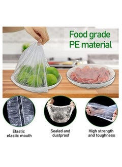 Generic "100-Piece Food Storage Bags Set - Flexible and Stretchable Food Covers for Containers, Plastic Wrap for Family Use, Perfect for Meal Prep, Fruit, Vegetables, and Meat Storage. Reusable and Shrinkable Food Preservation Bags, Ideal for Dishes, Plates, and Bowls."  - Image 2