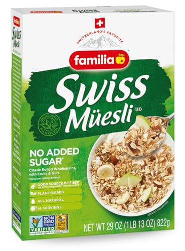 Familia Swiss Muesli Cereal 0g Added Sugar EnergyPacked Cereal with Raisins Hazelnuts and Almonds 29 Ounce Box Pack of 1
