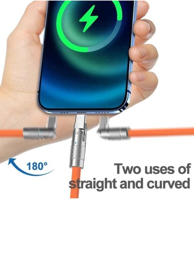 Generic - 180° Rotating Fast Charge Cable with Charging Indicator, USB to C Cord Maximum Output Power 120W, Flexible Rotary Connector Thick Rubber Safety Charging(for Type-C, Orange 2 Meter) - Image 1