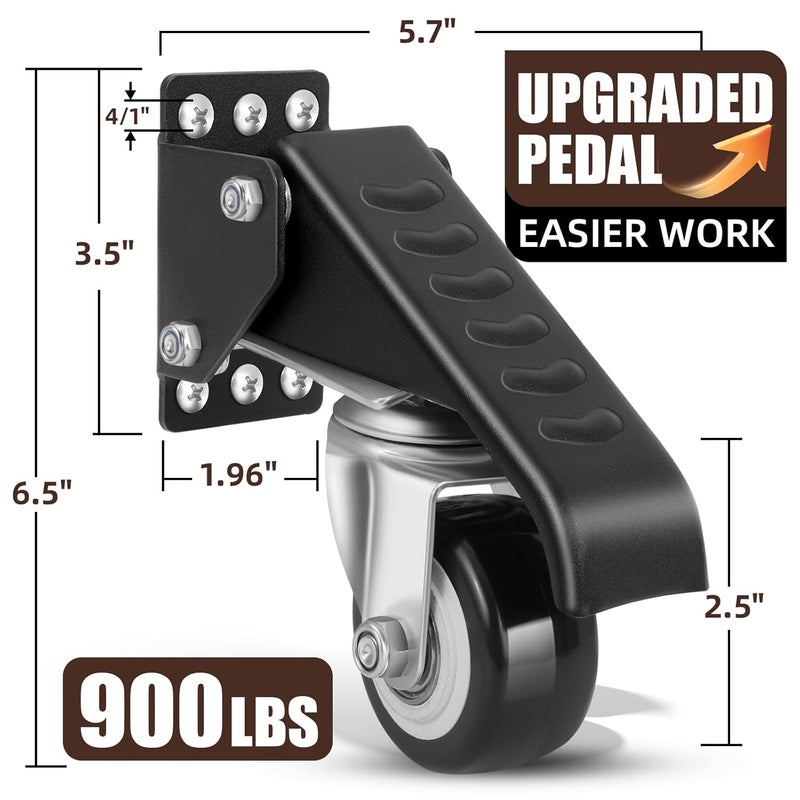 SPACECARE Workbench Casters kit 900Lbs Heavy Duty Quick Release 2 Mounting Options Retractable Workbench Stepdown Caster Wheels Adjustable Polyurethane Durable Steel Construction (Set of 4) - Image 2