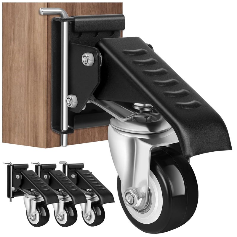 SPACECARE Workbench Casters kit 900Lbs Heavy Duty Quick Release 2 Mounting Options Retractable Workbench Stepdown Caster Wheels Adjustable Polyurethane Durable Steel Construction (Set of 4) - Image 1