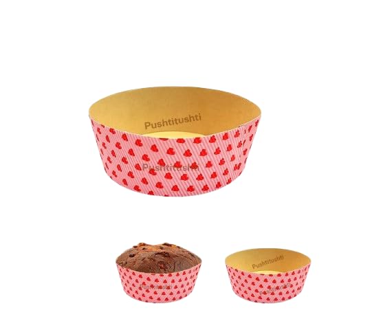 PUSHTI TUSHTI PUSHTI TUSHTI Bake Serve Corrugated Flat Pie Plumpy Valentines Special Deep Pie Mould 15 x 35 cm Bakeable Tray Plum Muffin Cake Loaf Home Restaurant Pack of 25Pcs - Image 1