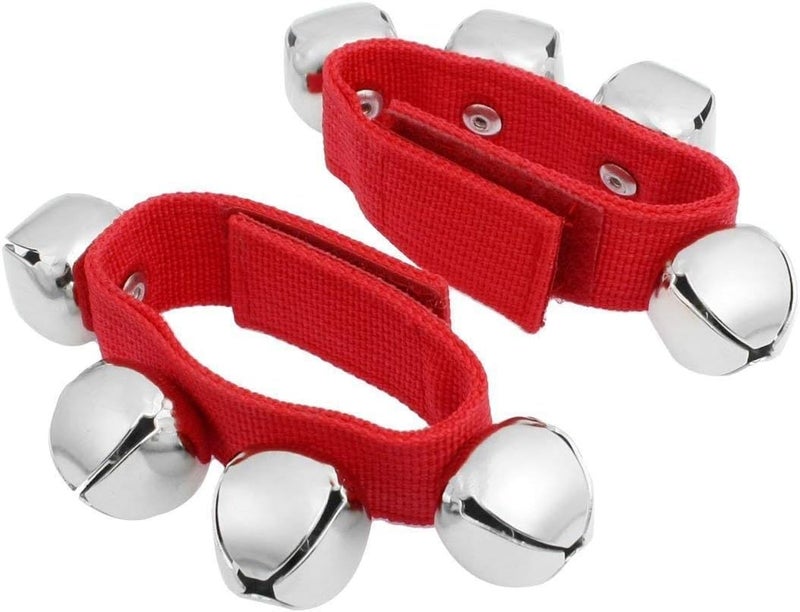 Coolrunner 2pcs/4pcs Band Wrist Bells Christmas Musical Tambourine Wrist Shaking Jingle Bells Percussion Orchestra Rattles (Red) - Image 1