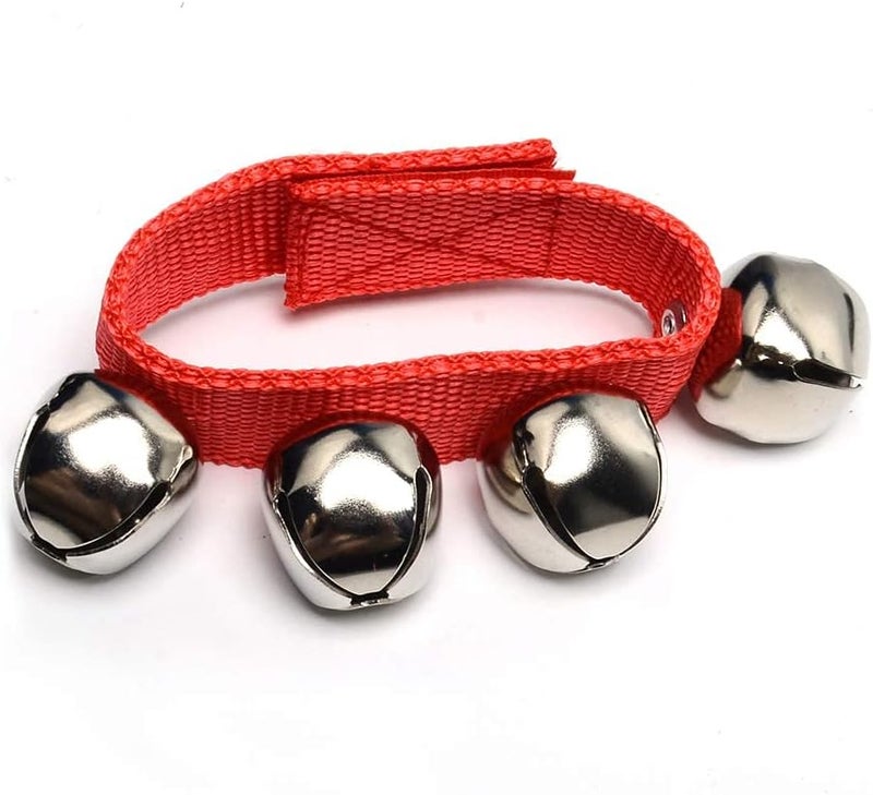 Coolrunner 2pcs/4pcs Band Wrist Bells Christmas Musical Tambourine Wrist Shaking Jingle Bells Percussion Orchestra Rattles (Red) - Image 3