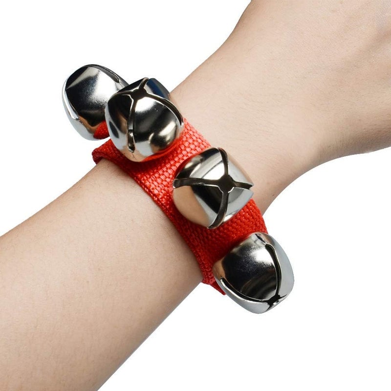 Coolrunner 2pcs/4pcs Band Wrist Bells Christmas Musical Tambourine Wrist Shaking Jingle Bells Percussion Orchestra Rattles (Red) - Image 4