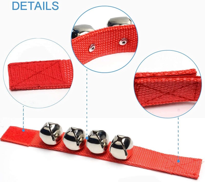 Coolrunner 2pcs/4pcs Band Wrist Bells Christmas Musical Tambourine Wrist Shaking Jingle Bells Percussion Orchestra Rattles (Red) - Image 5