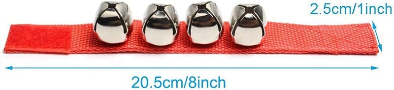 Coolrunner 2pcs/4pcs Band Wrist Bells Christmas Musical Tambourine Wrist Shaking Jingle Bells Percussion Orchestra Rattles (Red) - Image 2