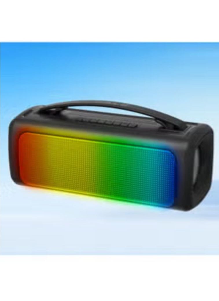 OALE Wireless Bluetooth Speaker RGB Lighting Long Range Rechargeable Sound & Bass Carry Strap Lightweight for Home Outdoor Stereo Black 