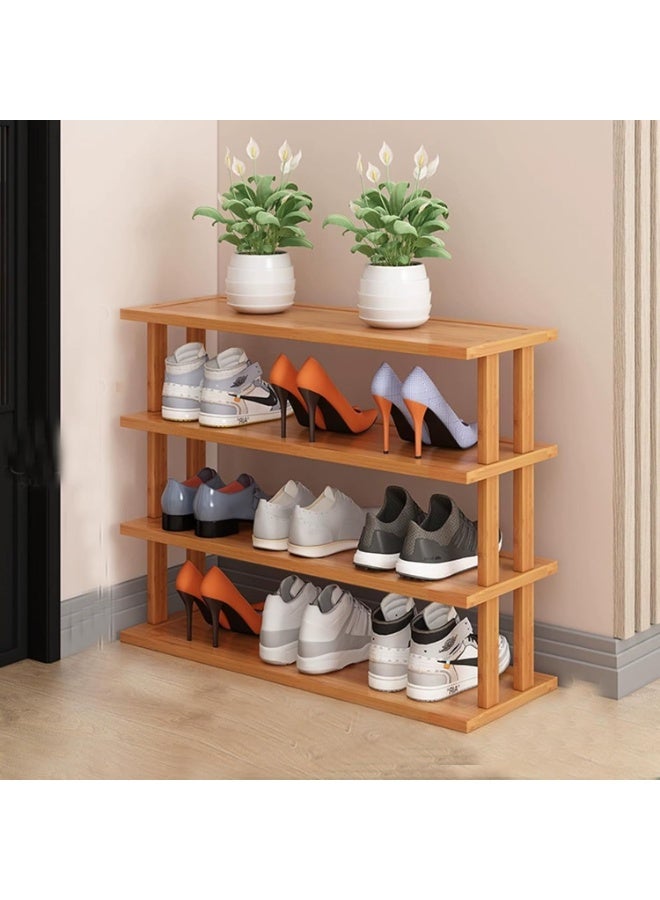LINGWEI 4 Tier Bamboo Shoe Rack Free Standing Shoe Storage Organizer Sturdy Wooden Shoe Shelf - Image 2