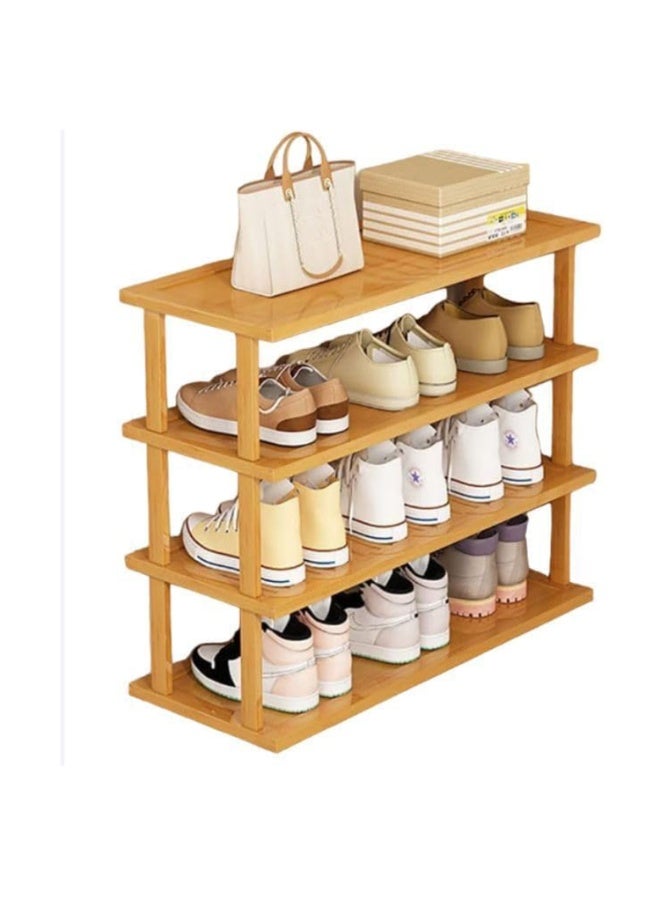 LINGWEI 4 Tier Bamboo Shoe Rack Free Standing Shoe Storage Organizer Sturdy Wooden Shoe Shelf - Image 4