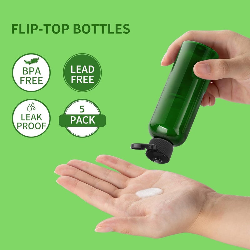 LISAPACK 3.4 oz Travel Bottles for Toiletries, Plastic Travel Size Containers for Shampoo Conditioner TSA Approved, Empty Small Squeeze for Lotion, Leak Proof Mini Liquid Tube for Refillable Green - Image 2