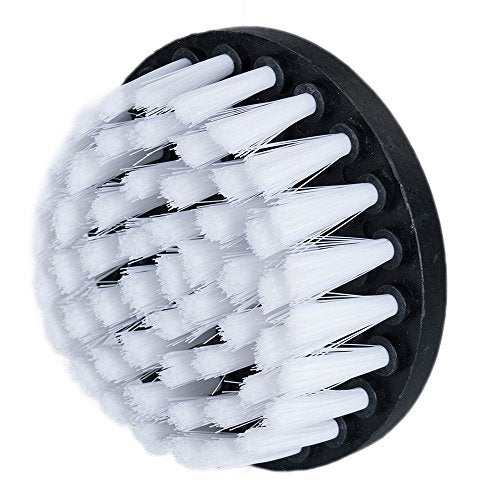 HIFROM Drill Brush - 4 inch Power Drill Attachment Soft Bristle White Quick Change Shaft Scrub Cleaning Brush for Carpet, Upholstery, Leather, Glass (White) - Image 4