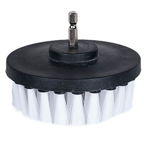 HIFROM Drill Brush - 4 inch Power Drill Attachment Soft Bristle White Quick Change Shaft Scrub Cleaning Brush for Carpet, Upholstery, Leather, Glass (White) - Image 3