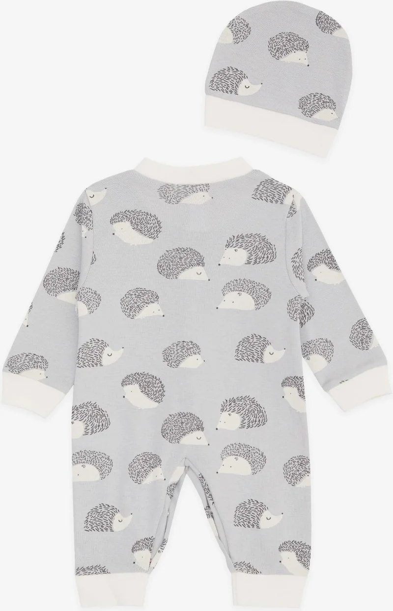 Breeze Baby Boy Rompers Cute Hedgehog Patterned 0-3 Months-6 Months, Gray