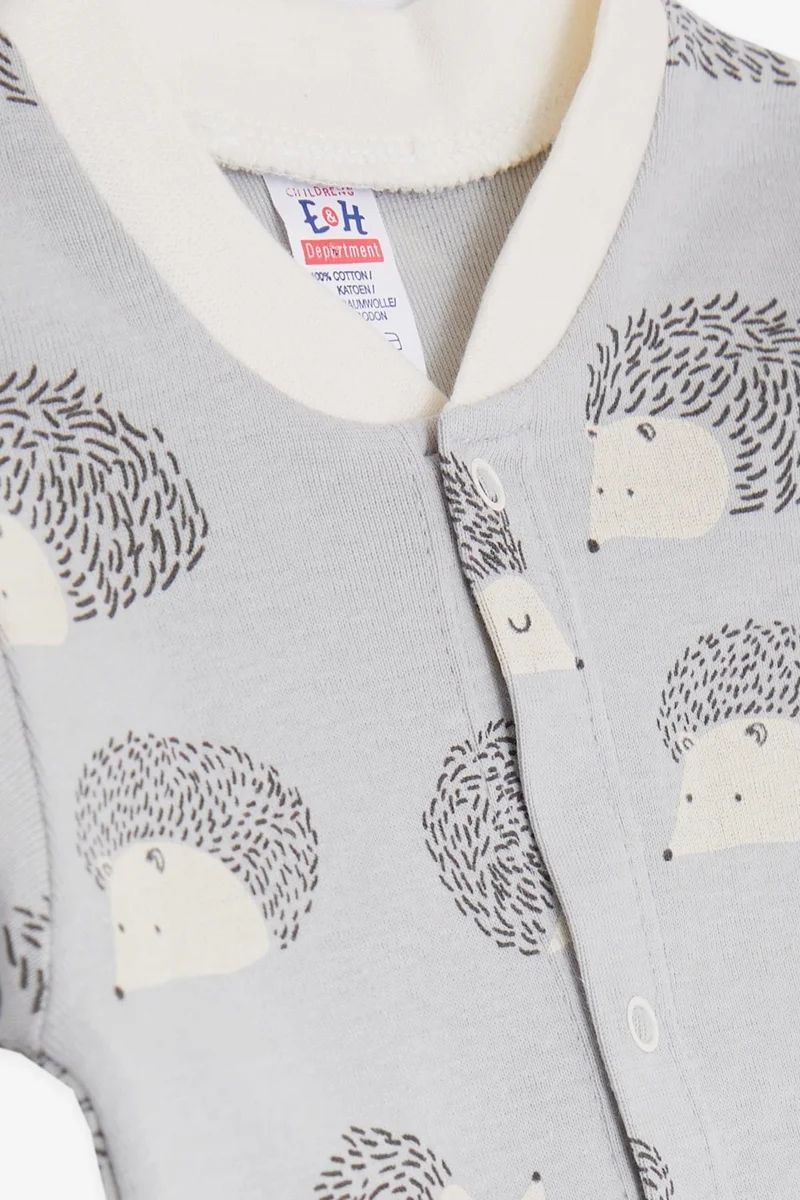Breeze Baby Boy Rompers Cute Hedgehog Patterned 0-3 Months-6 Months, Gray
