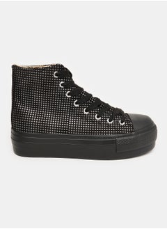 Lace Closure High Top Sneakers With Silver Dots Allover