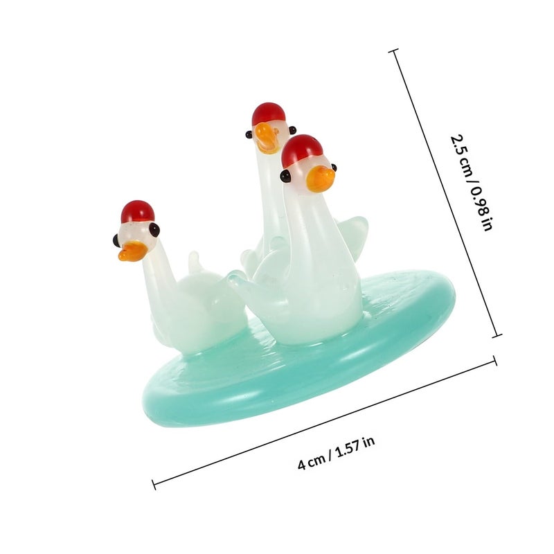 Set Of 3 Clear Glass Swan Figurines Desktop Decor Home Ornament - Image 3