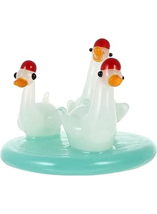 Set Of 3 Clear Glass Swan Figurines Desktop Decor Home Ornament - Image 1
