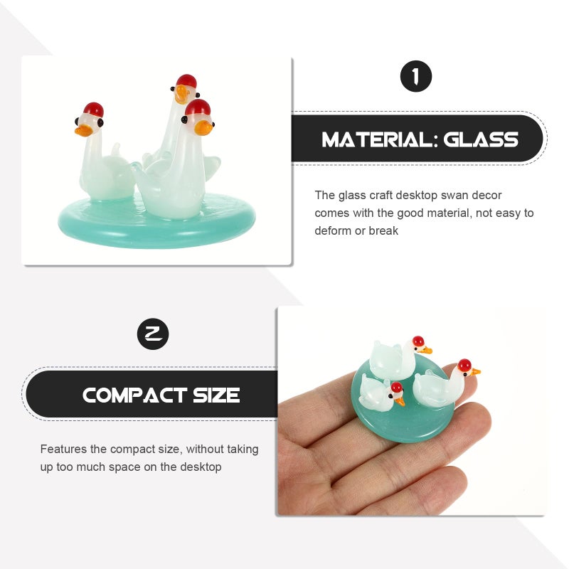 Set Of 3 Clear Glass Swan Figurines Desktop Decor Home Ornament - Image 4