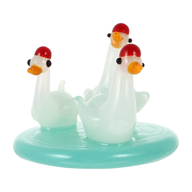 Set Of 3 Clear Glass Swan Figurines Desktop Decor Home Ornament - Image 2