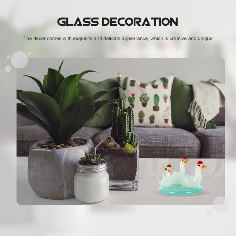 Set Of 3 Clear Glass Swan Figurines Desktop Decor Home Ornament - Image 5