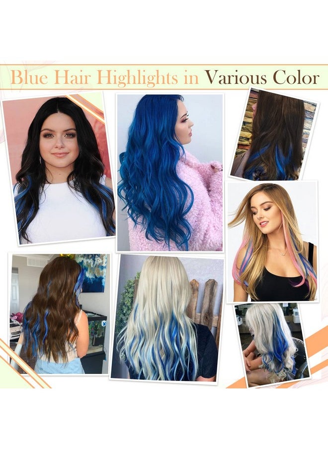 Easyouth - 16Inch Blue Hair Extensions Tape In Human Hair Invisible Tape In Extensions Human Hair Colored Tape In Hair Extensions Blue Hairstyle 25G 10Pcs - Image 1