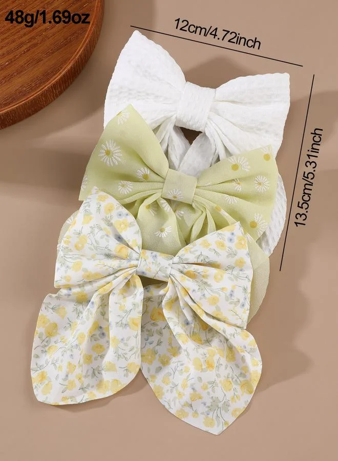 Take Two  Pack of 3 - Floral Print Bow Hair Clip for Women | Best Price UAE