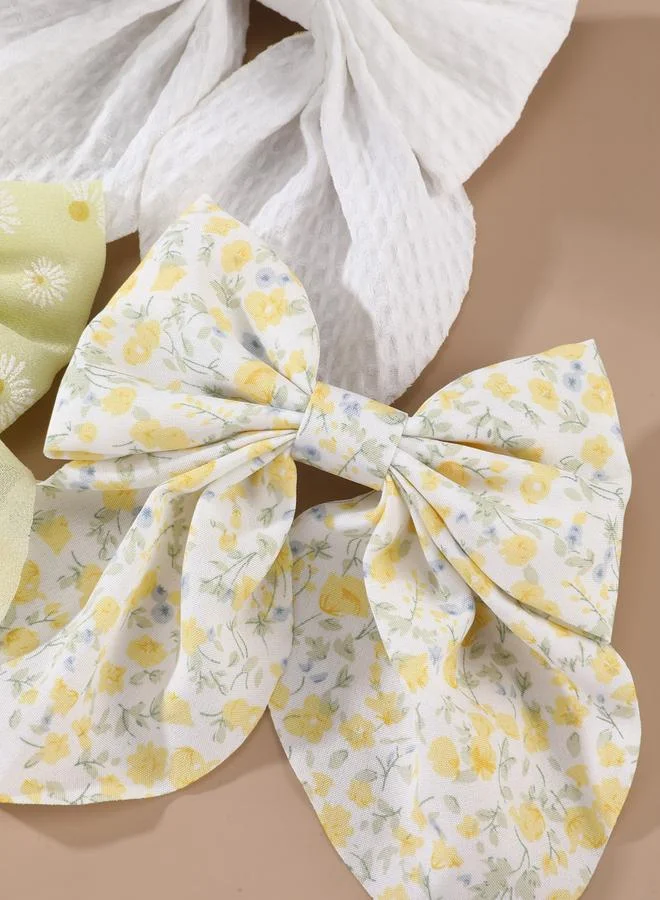 Take Two  Pack of 3 - Floral Print Bow Hair Clip for Women | Best Price UAE