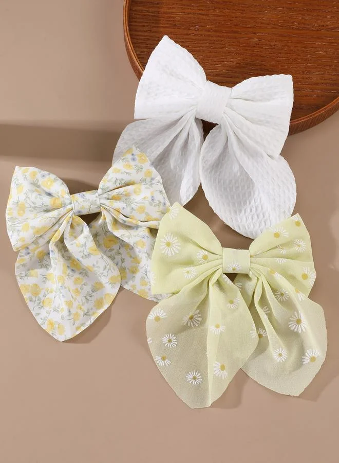 Take Two Pack of 3 - Floral Print Bow Hair Clip