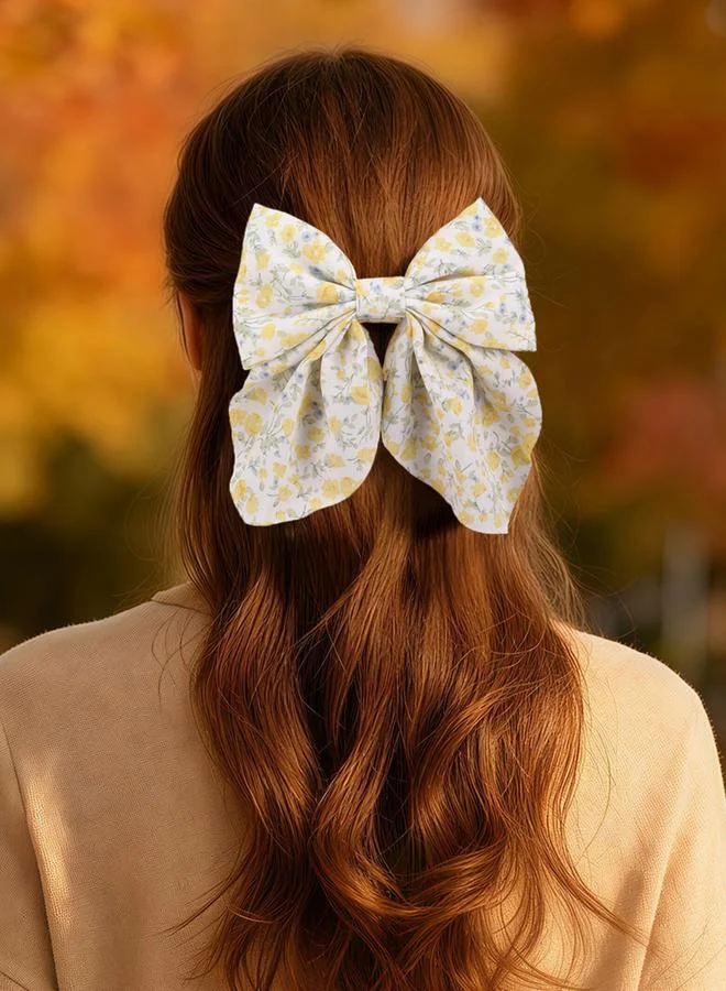 Take Two Pack of 3 - Floral Print Bow Hair Clip