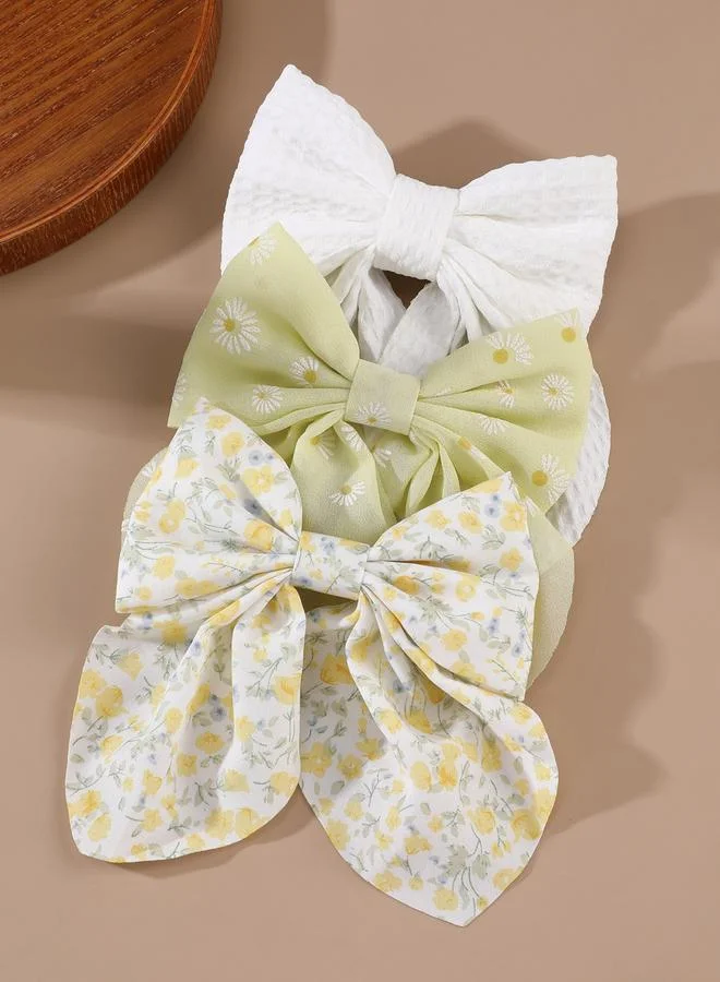Take Two  Pack of 3 - Floral Print Bow Hair Clip for Women | Best Price UAE