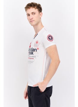 Canadian Peak Men Round Neck Short Sleeve Embroidered T-Shirt, White Combo  - Image 2