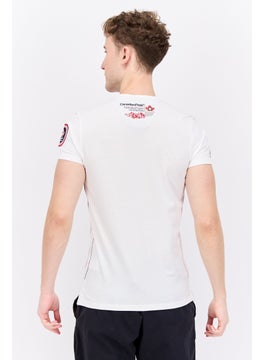 Canadian Peak Men Round Neck Short Sleeve Embroidered T-Shirt, White Combo  - Image 3