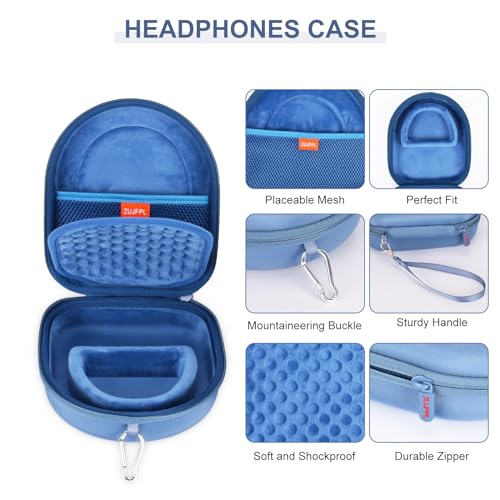 ZUJFPL EVA Hard Case for Sony WH-CH510 WH-CH520, JBL Tune 510BT 500BT Live400BT Noise Canceling Wireless Headphones, Premium Travel Protective Carrying Storage Bag for Edifier W820NB Plus (Blue) - Image 2