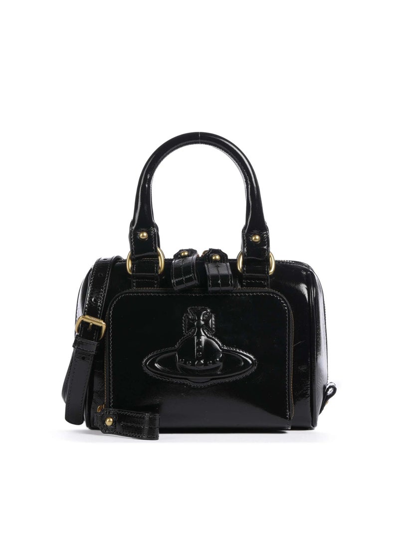 Vivienne Westwood Vivienne Westwood Black embossed Saturn Boston crossbody bowling bag  - Image 1