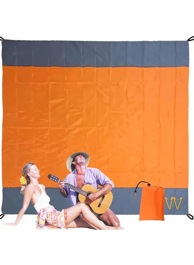 Blue Double Gray Beach Mat with 4 Ground Nails Waterproof Sandproof Foldable for Outdoor Camping Picnics - Image 5