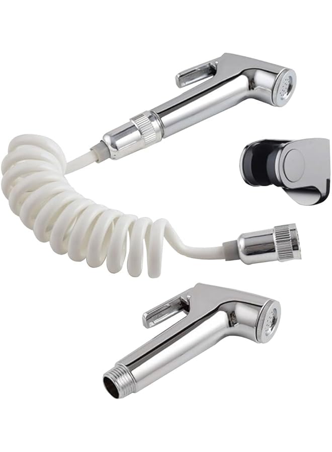 The Bros Handheld Bidet Sprayer Set, Dual Shower Head Design, Chrome Finish, with Flexible Hose and Wall Mount - Image 1