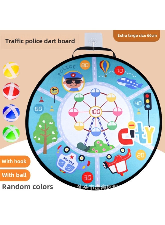 Indoor And Outdoor Sports Dart Board Toy Throwing Target Sticky Ball Children Parent-child Interactive Props-Color:Foldable 66cm Traffic Police Dart Board + 6 Balls + Hook - Image 1
