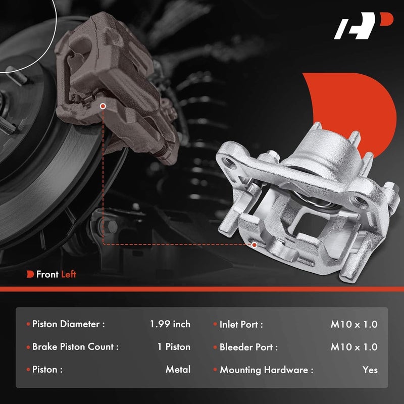 A-Premium Disc Brake Caliper with Bracket for Mitsubishi Mirage 2014-2015 Front Left Driver Side - Image 2