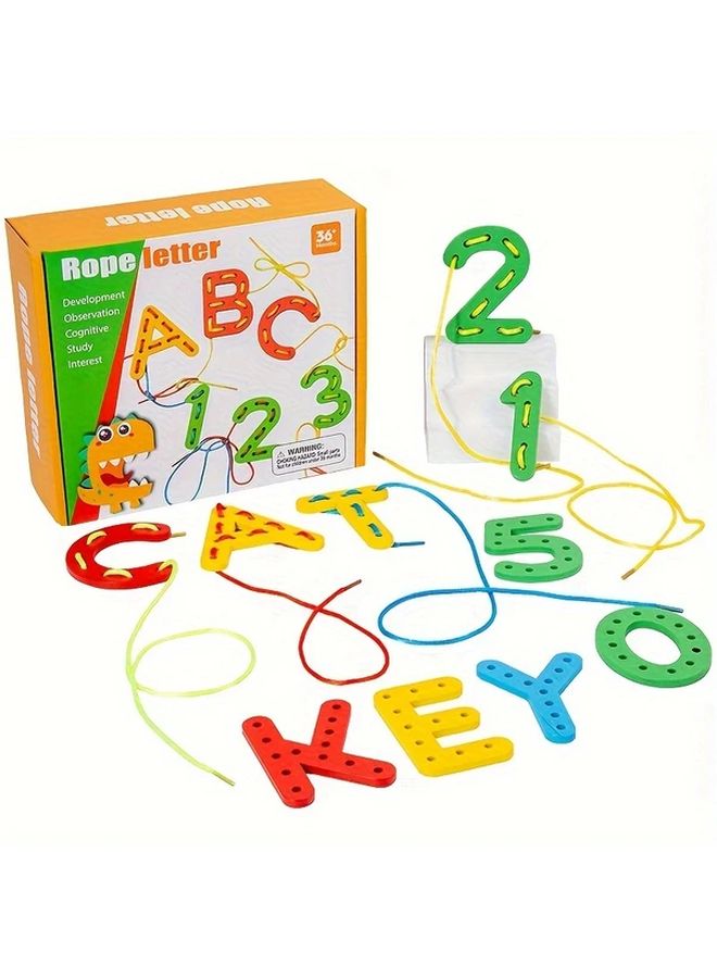 Alphabet Number Threading Toy Set 1 Set Fine Motor Skills Activity Kids Ages 3 6 Years - Image 2