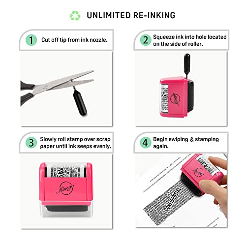Miseyo Wide Roller Stamp Identity Theft Stamp 1.5 Inch Perfect for Privacy Protection - Peach - Image 4