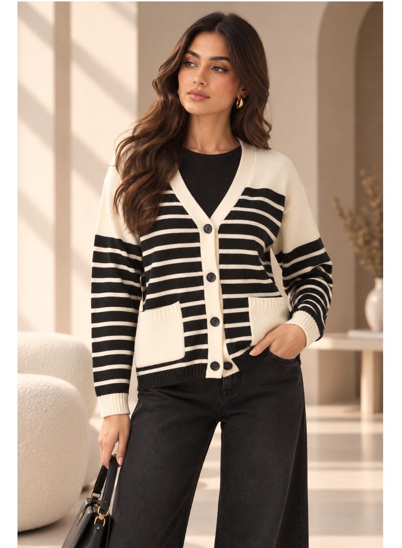 ELLA Stripe Cardigan - Image 1