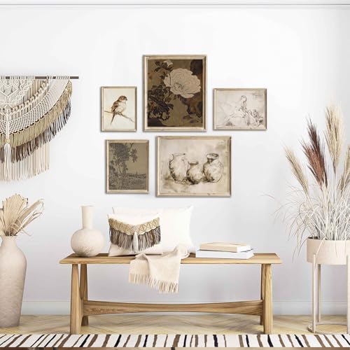 SHEWANT ART Vintage Rustic Wall Decor Aesthetic Farmhouse Botanical Painting Eclectic French Country Wall Collage Kit for Living Room Dorm Gallery Home Decor Unframed - Image 3