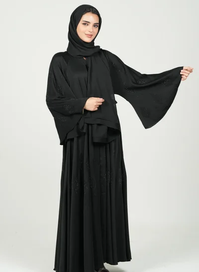 AL BENT AL SHARQIEH black abaya double cloche with hijab