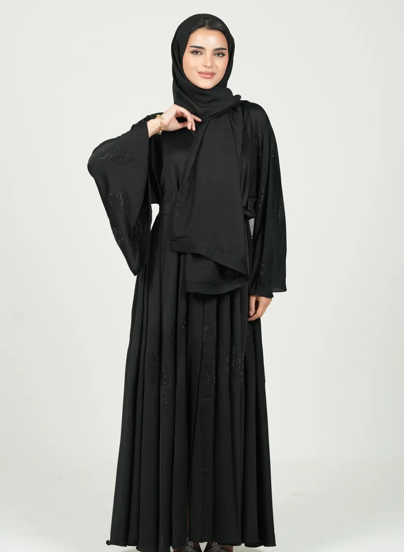 AL BENT AL SHARQIEH black abaya double cloche with hijab