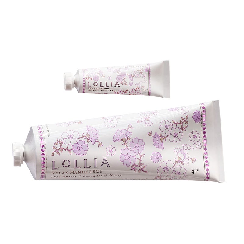 LOLLIA Relax Handcreme Bundle 4 oz  33 oz  Lavender  Honey  Scented Hand Cream for Women Moisturizing Hand Lotion for Dry Hands Shea  Cocoa Butter Quick Absorbing Lotion Travel Lotion