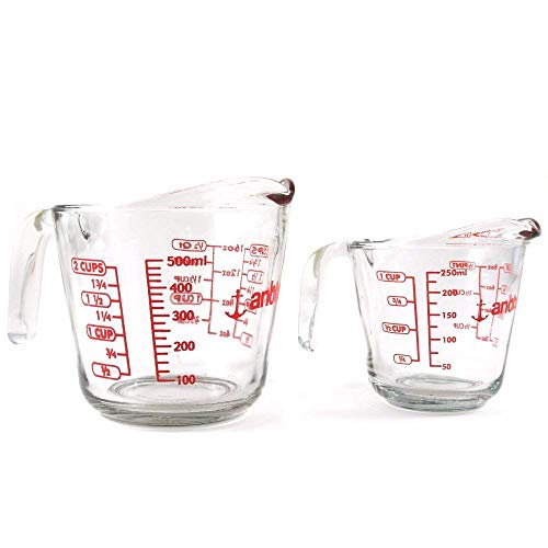 Anchor Hocking 2 Piece Glass Measuring Cup Set 16 oz and 8 oz